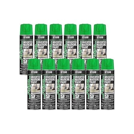 Seymour Midwest Stripe 9-Series Inverted Ground Marking Paint, Fluorescent Green net 17oz., 12PK 20968