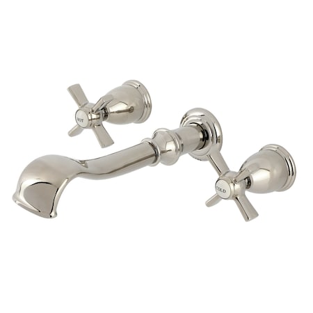 Kingston Brass Two-Handle Wall Mount Tub Faucet, Polished Nickel KS5026ZX
