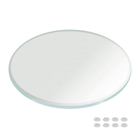 Fab Glass And Mirror 38in Round Ultra Clear Glass Table Top, Beveled Edge, Low Iron Extra Clear Tempered Glass 1/ LI-38RT12THBE