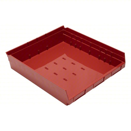 Quantum Storage Systems Economy nesting shelf bin, Plastic, Red, 4 in H, 16 1/2 in W, 17 7/8 in L QSB122RD