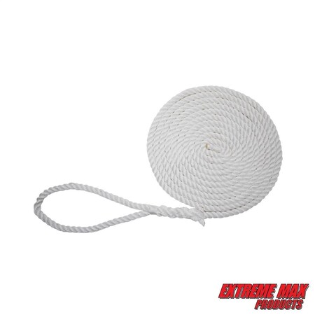 Extreme Max Extreme Max 3006.2819 BoatTector Twisted Nylon Dock Line - 1/2" x 15' White 3006.2819
