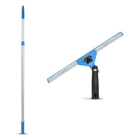 Gritt Commercial Window Washing Kit with 14 Swivel Window Squeegee and 6' Telescopic Pole GRI130-6F-14