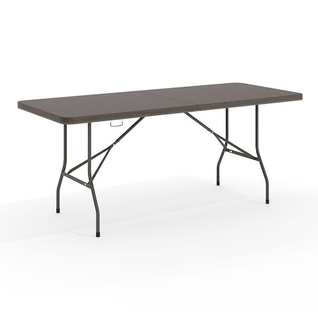 Flash Furniture Rectangle Folding Table, Plastic Top, Brown DAD-LF-183Z-GG