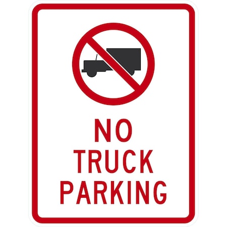 Lyle No Truck Parking (with Symbol), 18x24, Non-Reflective, White G-11154-NA_18x24