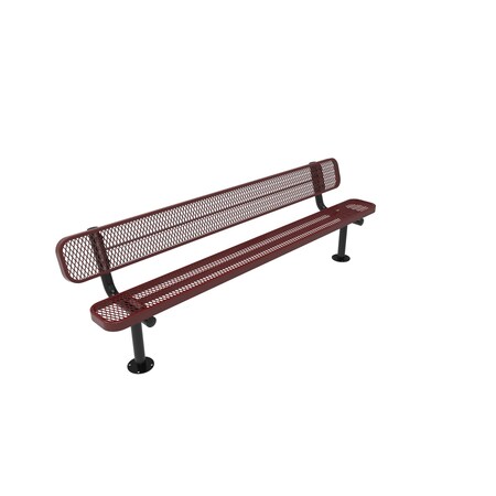 Mytcoat 8ft Outdoor Bench with Back, Surface Mount, Red, Expanded Metal, Textured Coating 804201