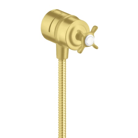 Axor Montreux Wall Outlet with Check Valves and Volume Control, Cross Handle in Brushed Gold Optic 16882251