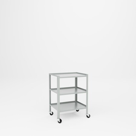 Pucel Three Shelf Utility Table, 3 in Casters, 19 in W x 25 in D x 31 in H, Gray TU-1925-3-C3