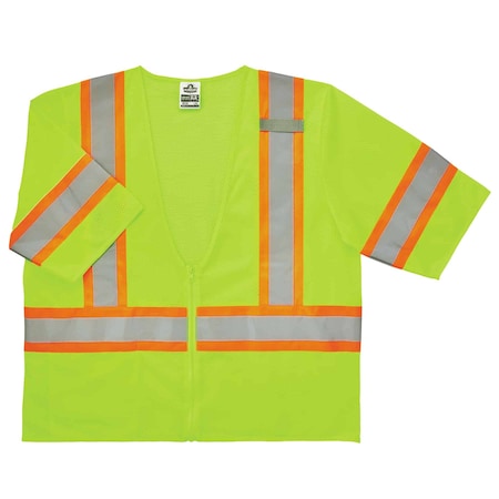 Ergodyne Two-Tone Safety Vest w/Sleeves 4XL/5XL Class 3 U Back, , Zipper 1 Pockets, 1 Mic Tab 8330Z