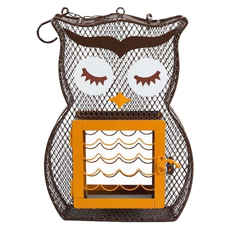 Heath Suet and Seed Bird Feeder, Whimsical Owl, Brown/Orange 21703