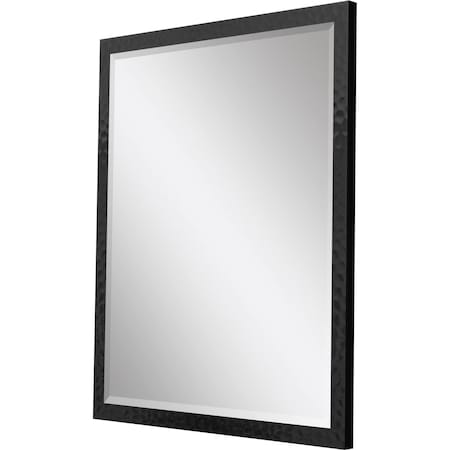Homeroots 30" Black Hammered Geometric Finish Framed Accent Mirror 632839