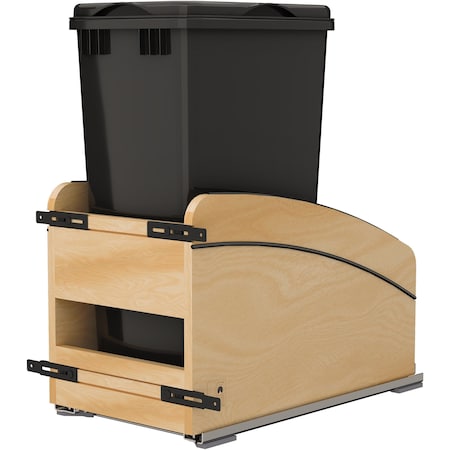 Revashelf Waste Pullout 50QT Single 12in W Soft-close Wood/Black Craftsman 4WCCC-1550DM-118MB