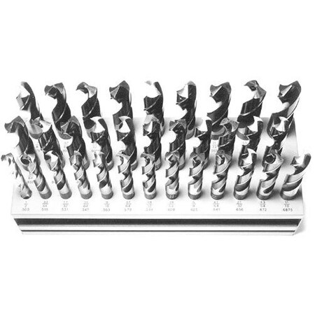 Drill America 33 Piece HSS Black and Bright Reduced Shank HSS Drill Bit Set, 1/2" - 1", Metal Stand D/A833SD-SET