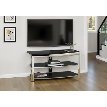 Monarch Specialties Tv Stand, 43 Inch, Console, Storage Shelves, Living Room, Bedroom, Metal, Chrome I 2038