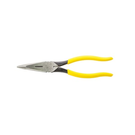 Klein Tools 8 7/16 in D203 Needle Nose Plier, Side Cutter Plastic Dipped Handle D203-8