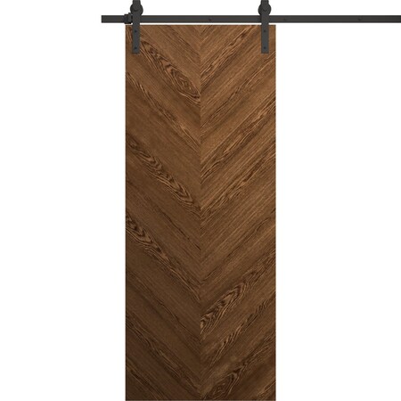 Sartodoors Modern Barn Door 18 x 80 inches, Ego 5005 Cognac Oak Veneer, 6.6FT Rail Track Heavy Hardware Set , EGO5005BD-B-DKO-18