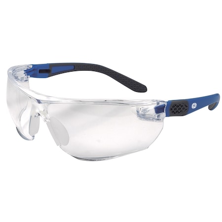 General Electric 02 Series Impact-Resistant Safety Glasses Clear Lens Blue/Gray Frame 1 pk GE202C