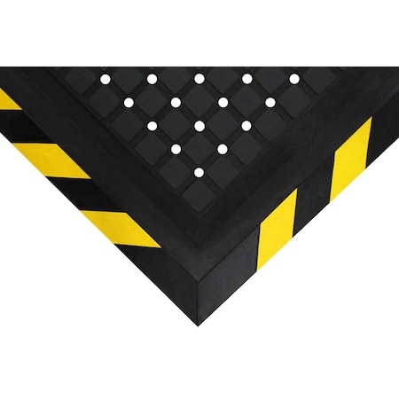 M A Matting Hog Heaven III Comfort Modular Tiles 18", Black with Striped Border  18" x 21.75", Side 447104100