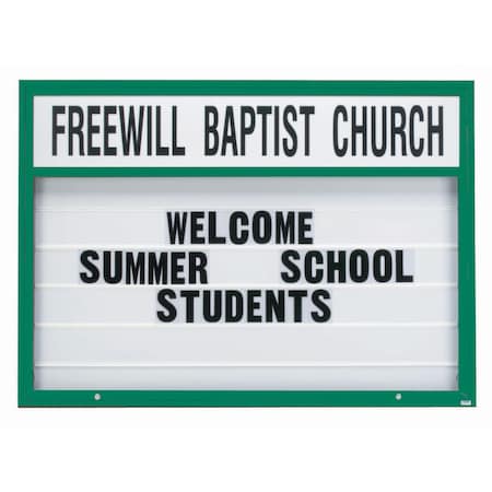 Aarco 72 in W, 52 in H, White Translucent Letterboard/Forrest Green Powder Coated Frame DMBM5272FG