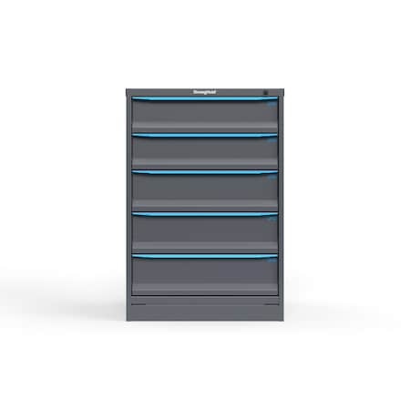 Strong Hold 5 drawer cabinet - (2x 6ft, 3x 7ft) - Blue accents - Keyed Different S3044-PPDAS-0501FS