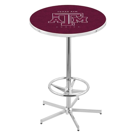 Holland Bar Stool Co 42" Chrome Texas A&M Pub Table, 36" dia. Top L216C4236TexA-M