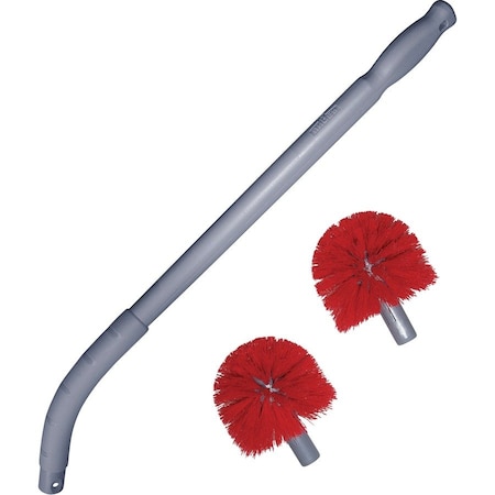 Unger 9.1 in W Toilet Brush, 22 1/2 in L Handle, 3 1/2 in L Brush, Red, Plastic, 26 in L Overall BBCOR
