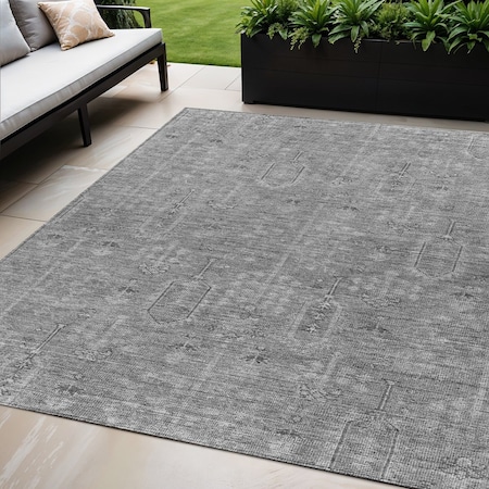 Homeroots 5' X 8' Gray And Charcoal Southwestern Washable Indoor Outdoor Area Rug 587063