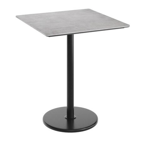 Flash Furniture 36" Square Tabletop, Seamless Surface Technology, Gray Faux Concrete, 24" Black RND Bar Height Base ST-SQ36-CMGY-TR24B-GG