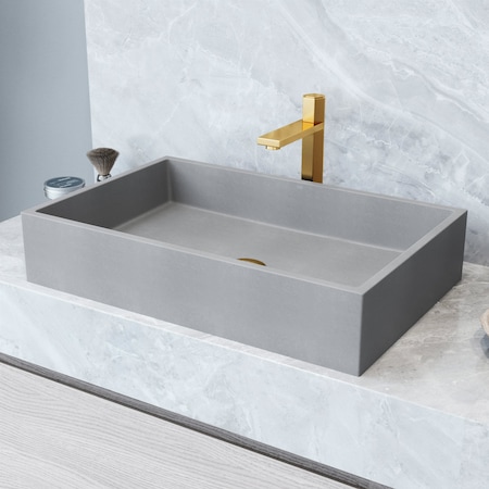 Vigo Orvieto Gothic Gray Concreto Stone 24 in. L x 15 in. W x 5 in. H Rectangular Vessel Bathroom Sink VG04070