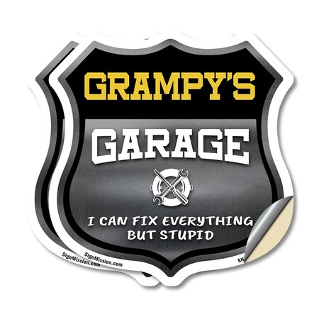 Signmission Grampy's Garage I Can Fix Everything But Stupid, 12 inch X 12 inch, Vinyl Decal, 2PK SHI-D-2PACK-12-490-GRAMPY