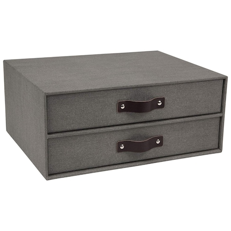 Bigso Birger 2-Drawer Document Letter Box, 5.7 x 13.1 x 10 in, Grey, 3PK 9431C6443A