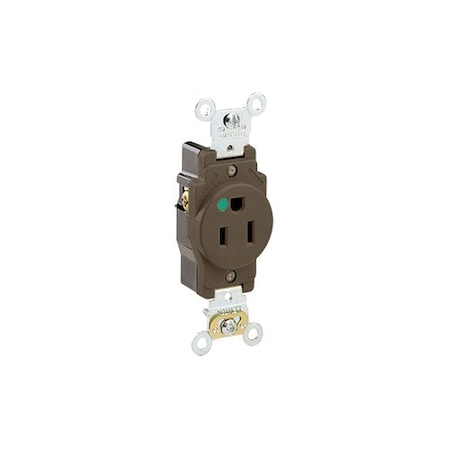 Leviton PlugsandReceptacles, 15A, 125VAC, Brn, Nylon 8210