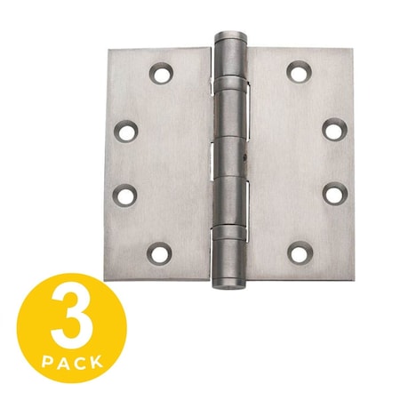 Global Door Controls 4.5 in Leaf W x 4.5 in Leaf H, Silver CS4545BBNRP-32D-3