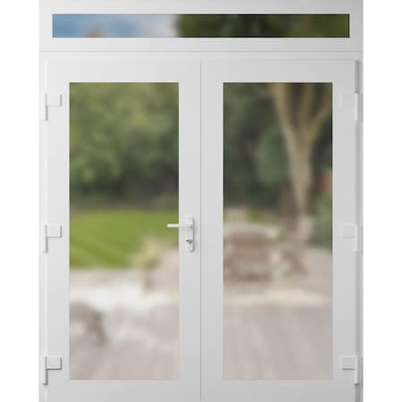 Vdomdoors Front Exterior Prehung Metal-Plastic Double Doors Frosted Glass / MANUX 8102 White Silk / Office Co MANUX8102DEXD-WS-W72xH80+16-RH-I