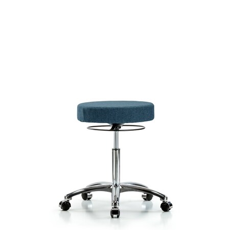 Blue Ridge Ergonomics Bench Stool, Med, Fabric, Chrome, Castrs, Blu BR-FMBSO-CR-NF-CC-F43