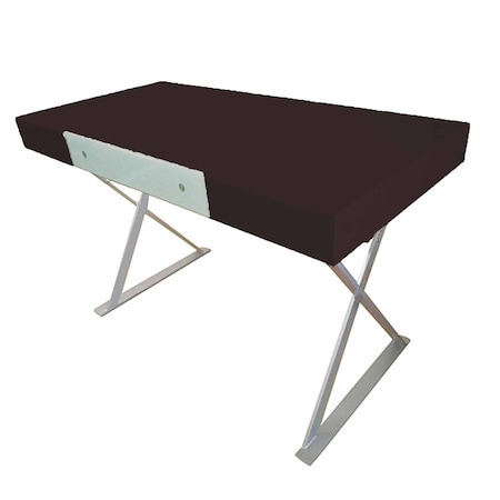 Homeroots 48" Espresso and Silver Wood and Metal Computer Desk 554204