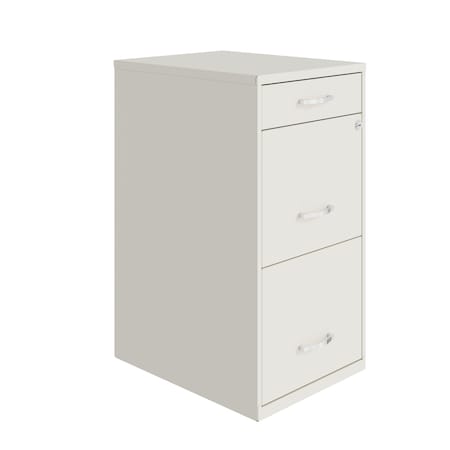 Space Solutions 14.25 in W 3 Drawer Vertical File Cabinet W/ Pencil Drawer, Pearl White 24412