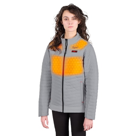 Milwaukee Tool M12 Women's Heated Jacket, Gray, Heats 3 to 12 Hours, 2 Outside Pockets, M F102G-21M