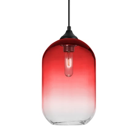 Besa Lighting Besa Omega 12 Outdoor Pendant, Red/Clear, Black Finish, 1x 60W MAX E26 Base OP-OMEGA12RD-BK