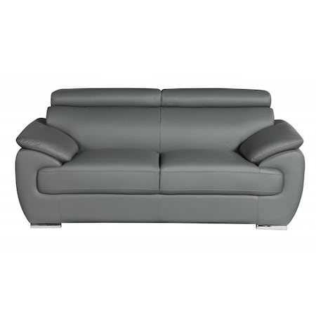 Homeroots 69in Gray And Silver Faux Leather Loveseat 329528