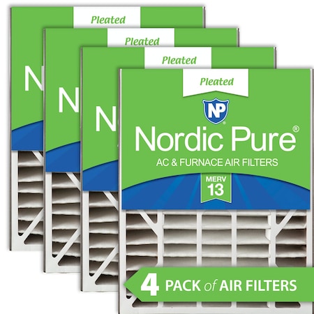 Nordic Pure 20x25x5 Pleated Air Filter, High Capacity, Electrostatically Charged Synthetic Media, MERV 13, 4 PK 20x25x5ABM13-4