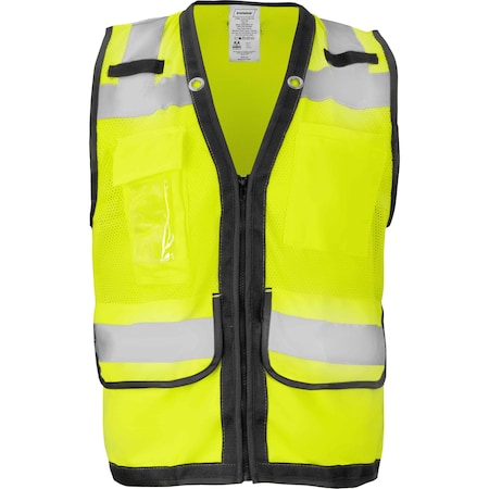 Ironwear Safety Vest Class 2 w/ Zipper, Radio Clips & ID Holder, Lime/5X-Large 1279-LZ-RD-CID-5XL