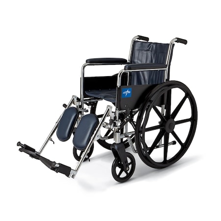 Medline Excel Wheelchair, Permanent Arms, Elevating Leg Rests, Navy, 16in MDS806200N