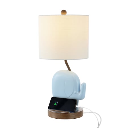 Jonathan Y Ellie 20.25" Bohemian Designer Iron/Resin Elephant LED Kids' Table Lamp w/Phone Stand and USB Chargi JYL6312C