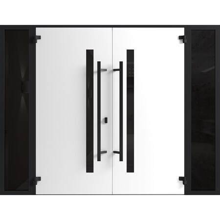 Vdomdoors Front Exterior Prehung Aluminum Double Doors Ronex0162 Red Oak 2 Sidelights Mirrored Clear Glass RONEX0162DEXD-RED-W16+72+16xH80-LH-I