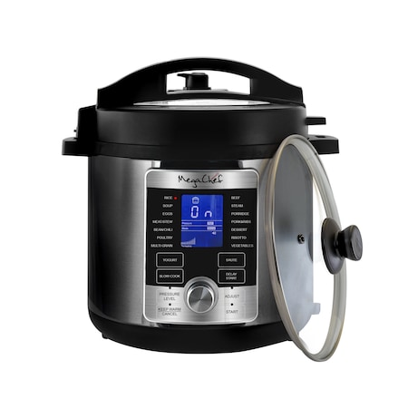 Megachef 6 Quart Stainless Steel Electric Digital Pressure Cooker with Lid MCPR-6100
