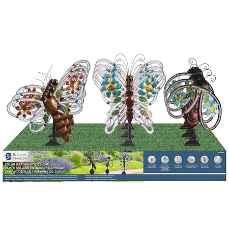 Boston Harbor Solar Stick Light, NiMh Battery, AAA Battery, 20Lamp, LED Lamp, MetalPlastic Fixture 26528