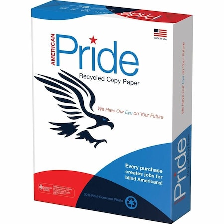 American Pride Recycled Copy Paper, White, Letter, 8 1/2in x 11in, 20 lb Basis Weight, Sustainable Forestry, 10PK AM851120