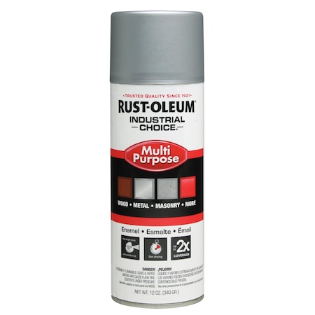 Rust-Oleum Spray Paint, Dull Aluminum, Gloss, Solvent, 12 oz 1614830