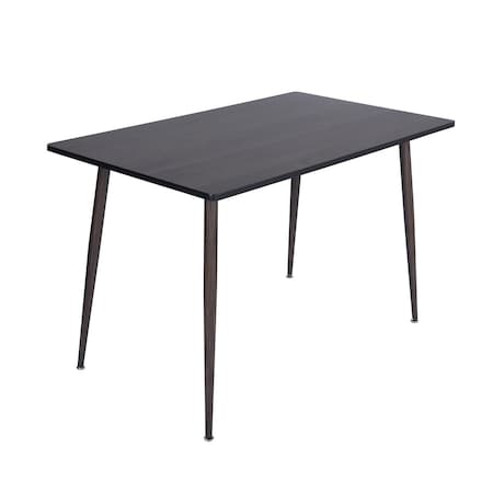 Homeroots 47" Dark Brown and Black Wood and Metal Dining Table 568214