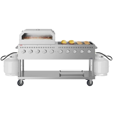 Koolmore 72 in. Commercial Outdoor Propane Gas Grill with 36 in. Pizza Oven in Stainless-Steel CGKIT7-P36